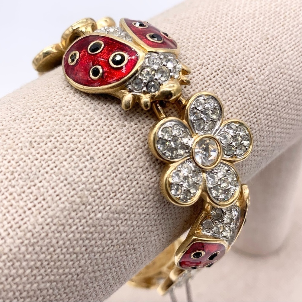 Swarovski Crystal Ladybugs And Flowers Bracelet